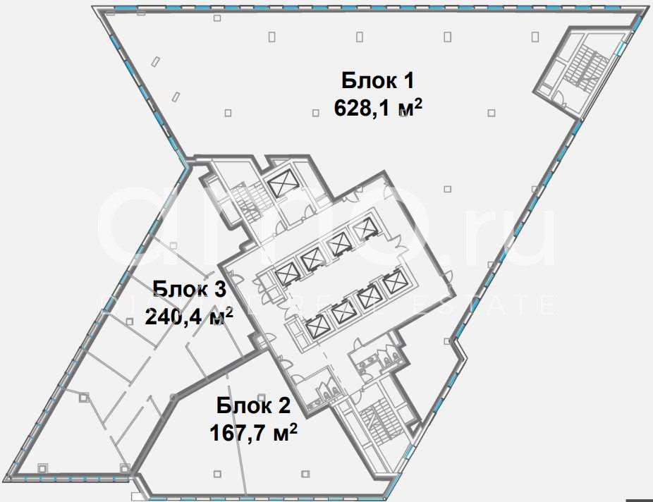 Планировка офиса 431.6-1426.9 м², 10 этаж, Бизнес-центр «Aero City»